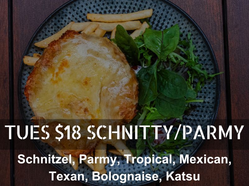Parmy and schnitty special at the rocklea hotel on Tuesday